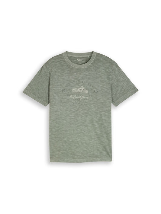 TOM TAILOR T-Shirt in Melange-Optik mit Print