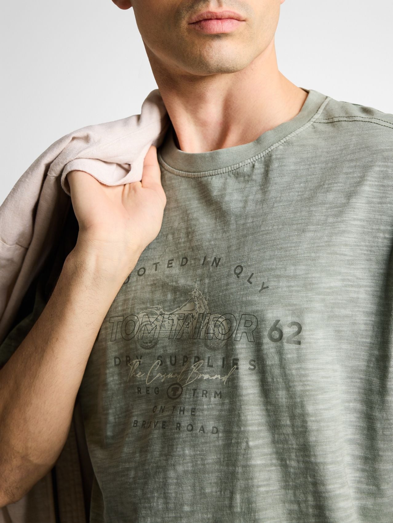 TOM TAILOR T-Shirt in Melange-Optik mit Print