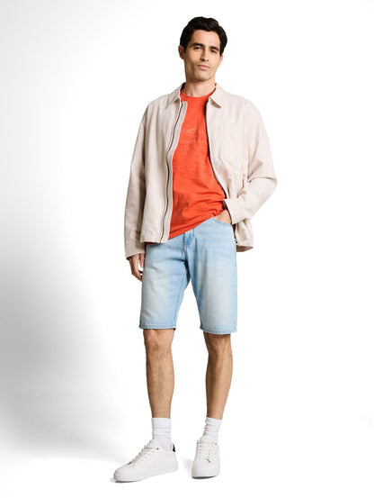 TOM TAILOR T-Shirt in Melange-Optik mit Print