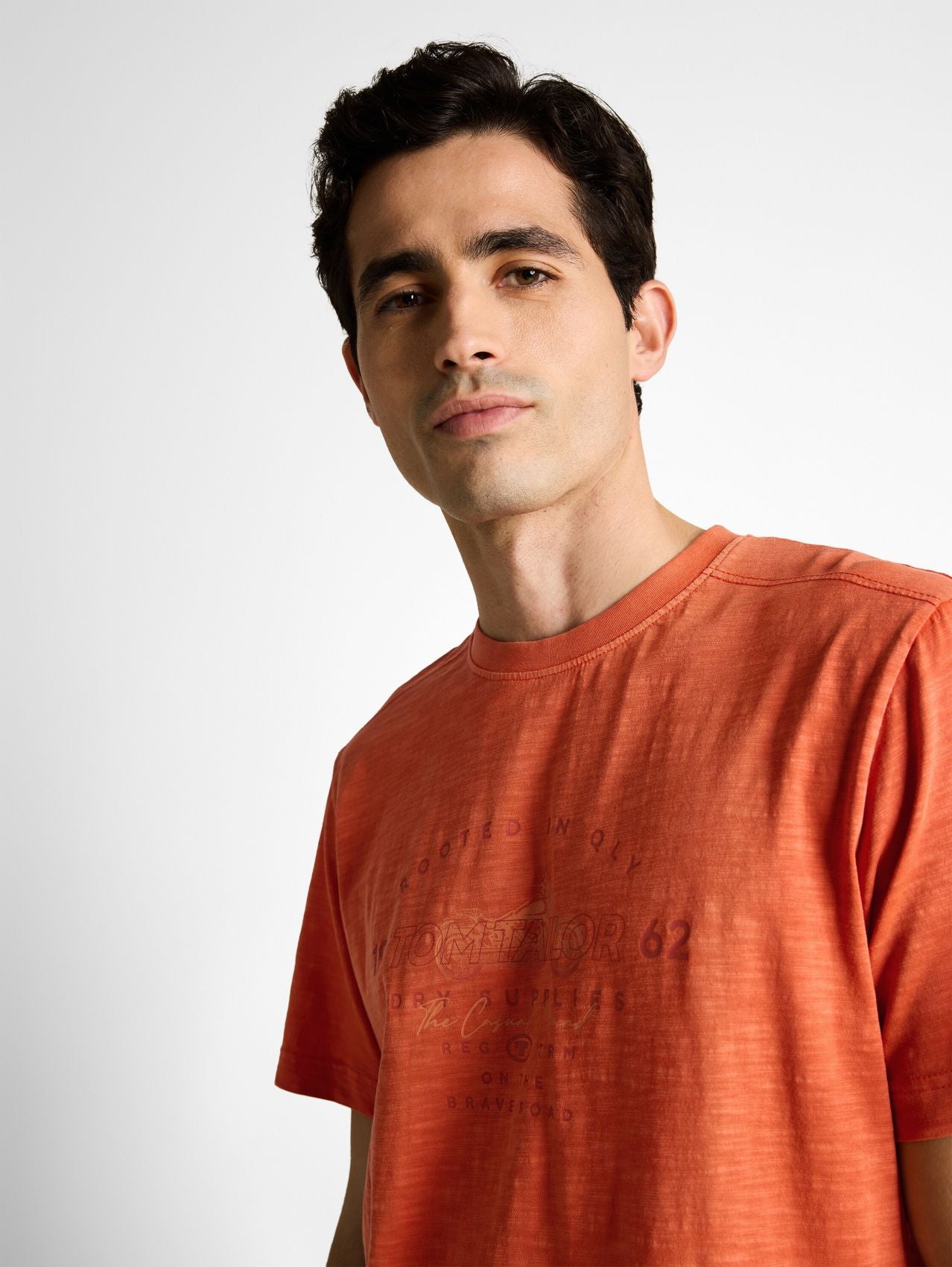 TOM TAILOR T-Shirt in Melange-Optik mit Print