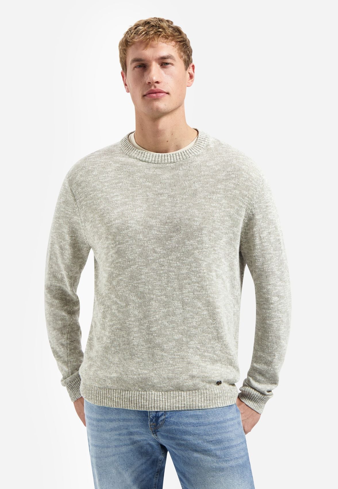 NO EXCESS Pullover Crewneck Melange With Linen XXXL