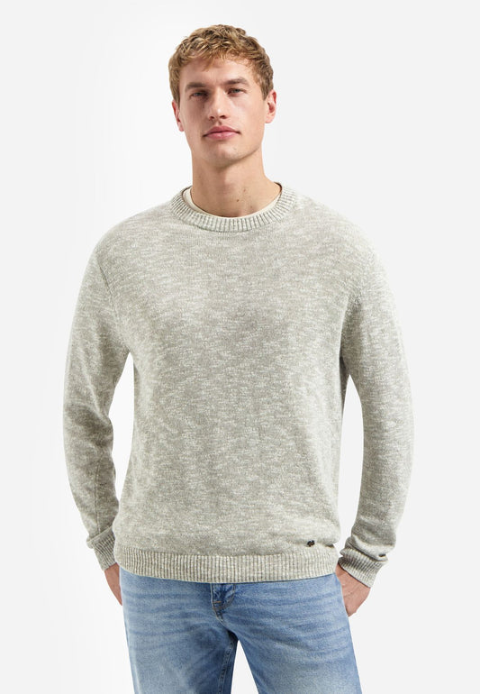 NO EXCESS Pullover Crewneck Melange With Linen XXXL