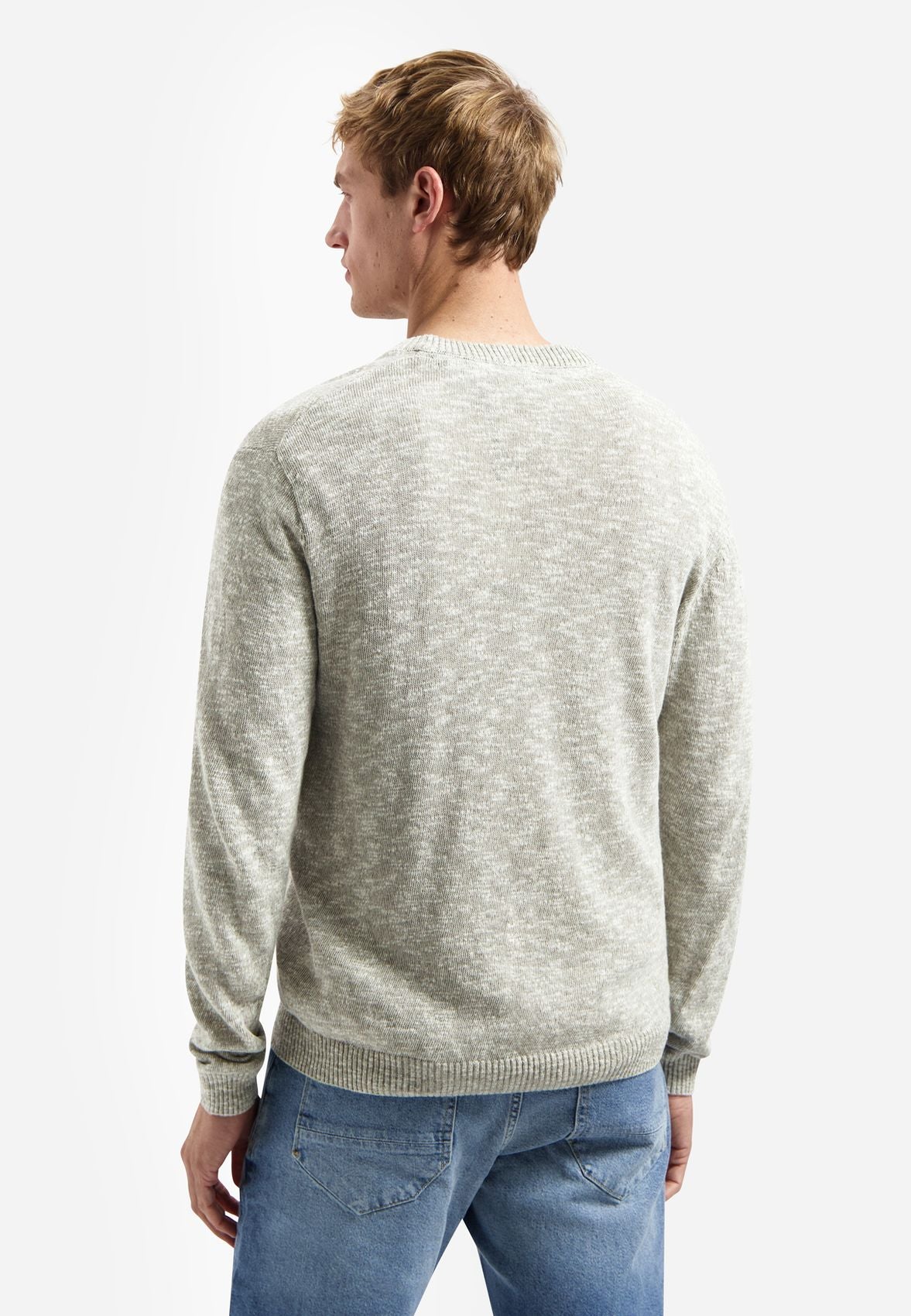 NO EXCESS Pullover Crewneck Melange With Linen