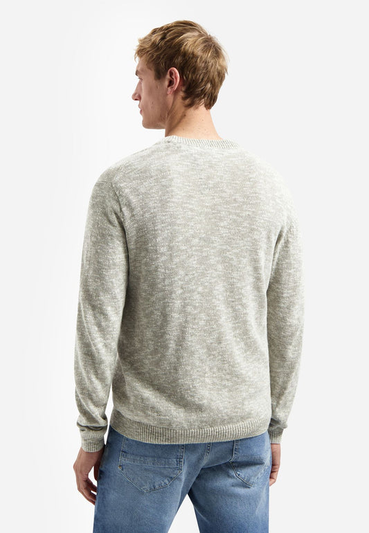 NO EXCESS Pullover Crewneck Melange With Linen