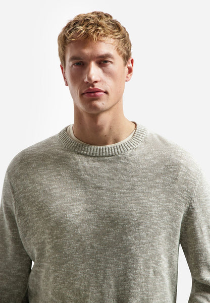 NO EXCESS Pullover Crewneck Melange With Linen