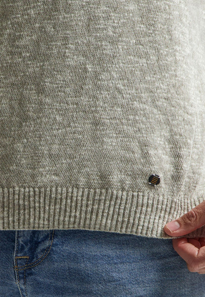 NO EXCESS Pullover Crewneck Melange With Linen