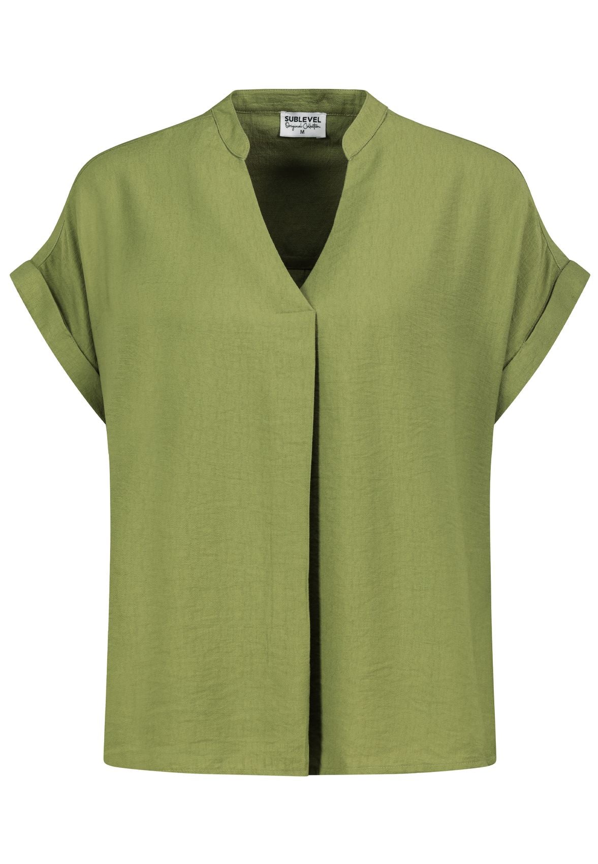 SUBLEVEL Damen, Bluse kurzarm, golden cypress green