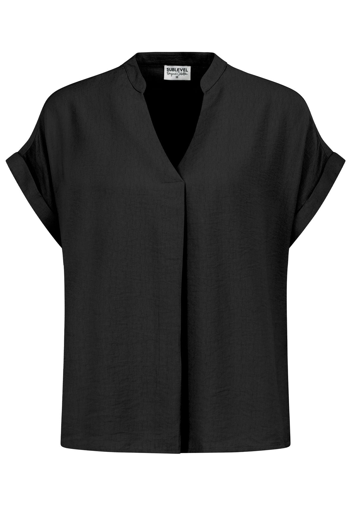 SUBLEVEL Damen, Bluse kurzarm, black S