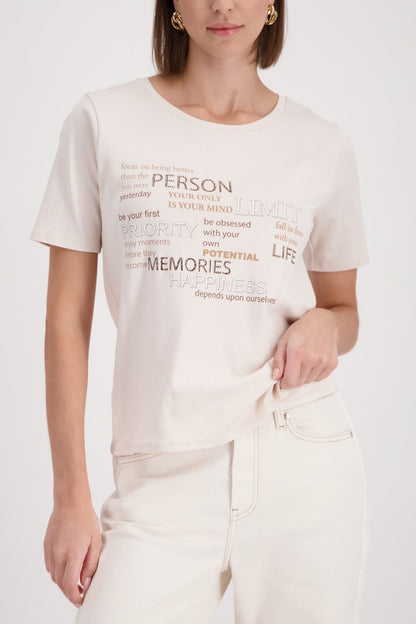 MONARI T-Shirt, champagne beige 38