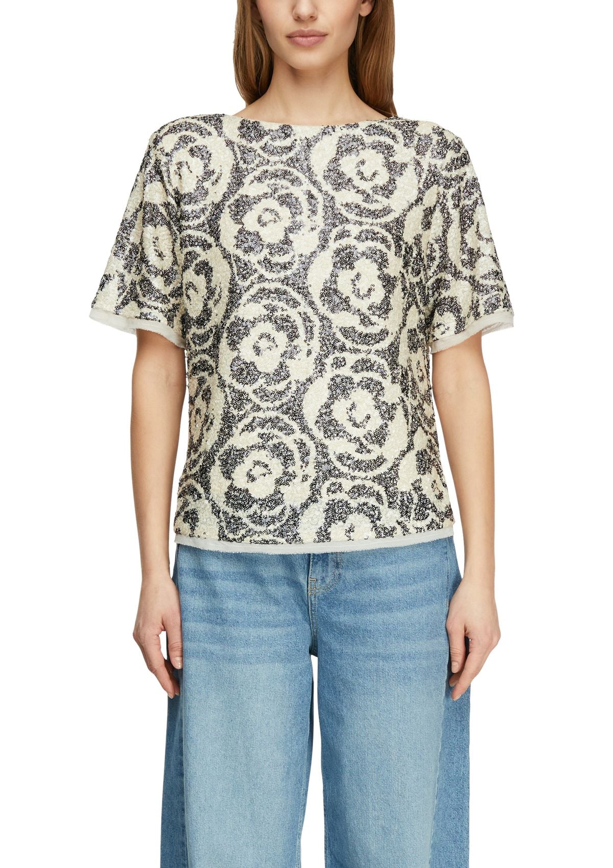 COMMA Paillettenshirt im Relaxed Fit 46
