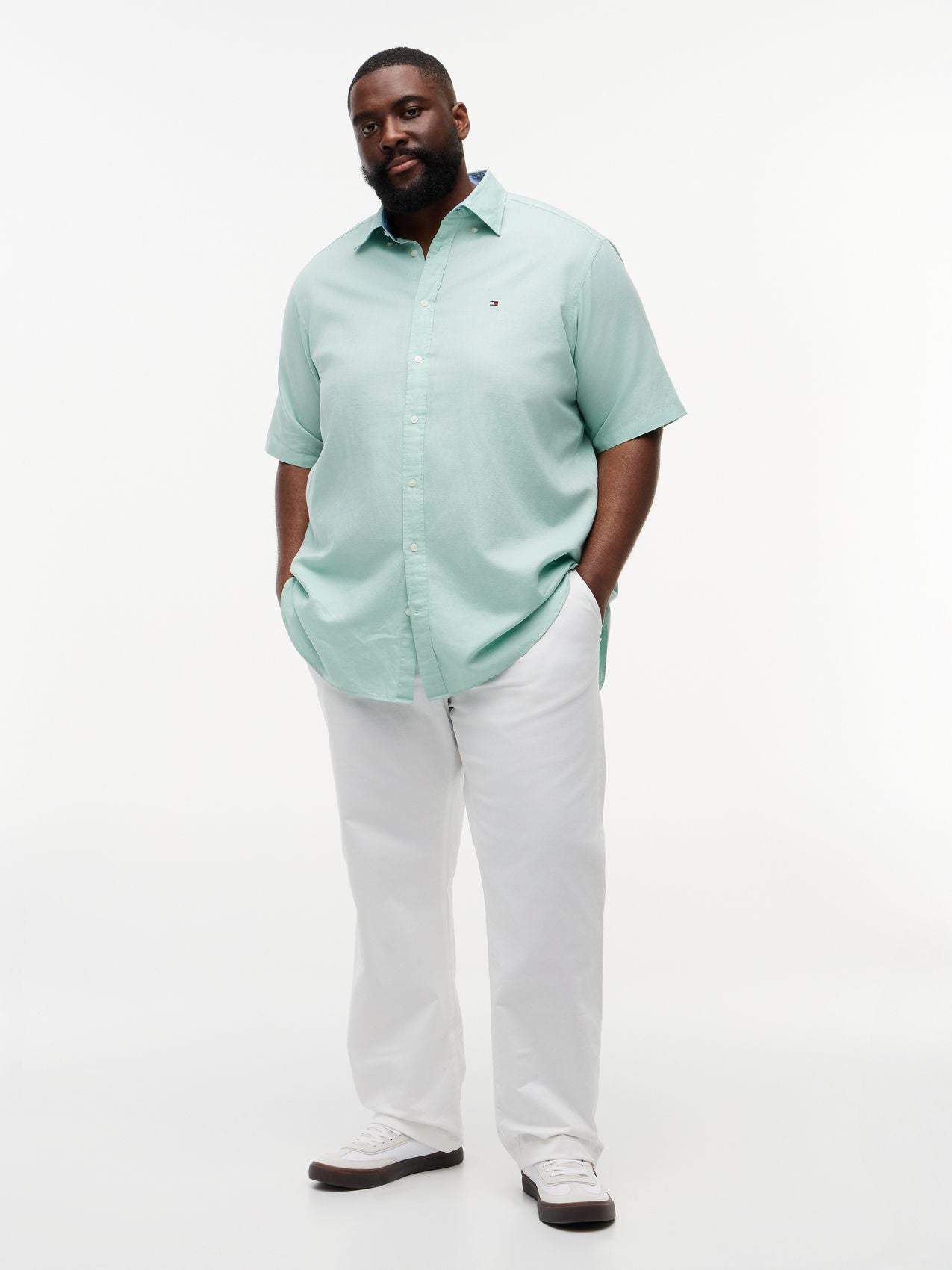 TOMMY HILFIGER BT- LINEN BLND SOLID SS RF S-B