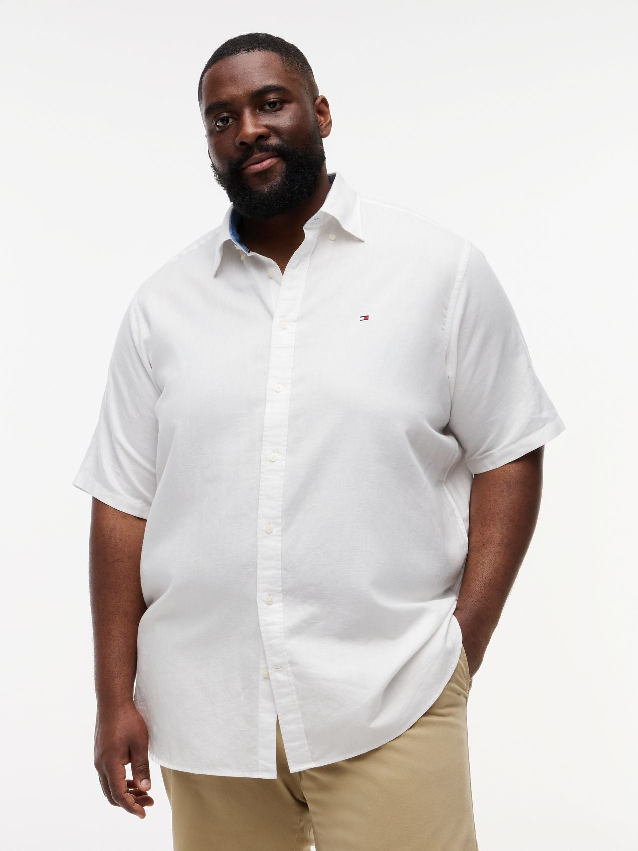 TOMMY HILFIGER BT- LINEN BLND SOLID SS RF S-B