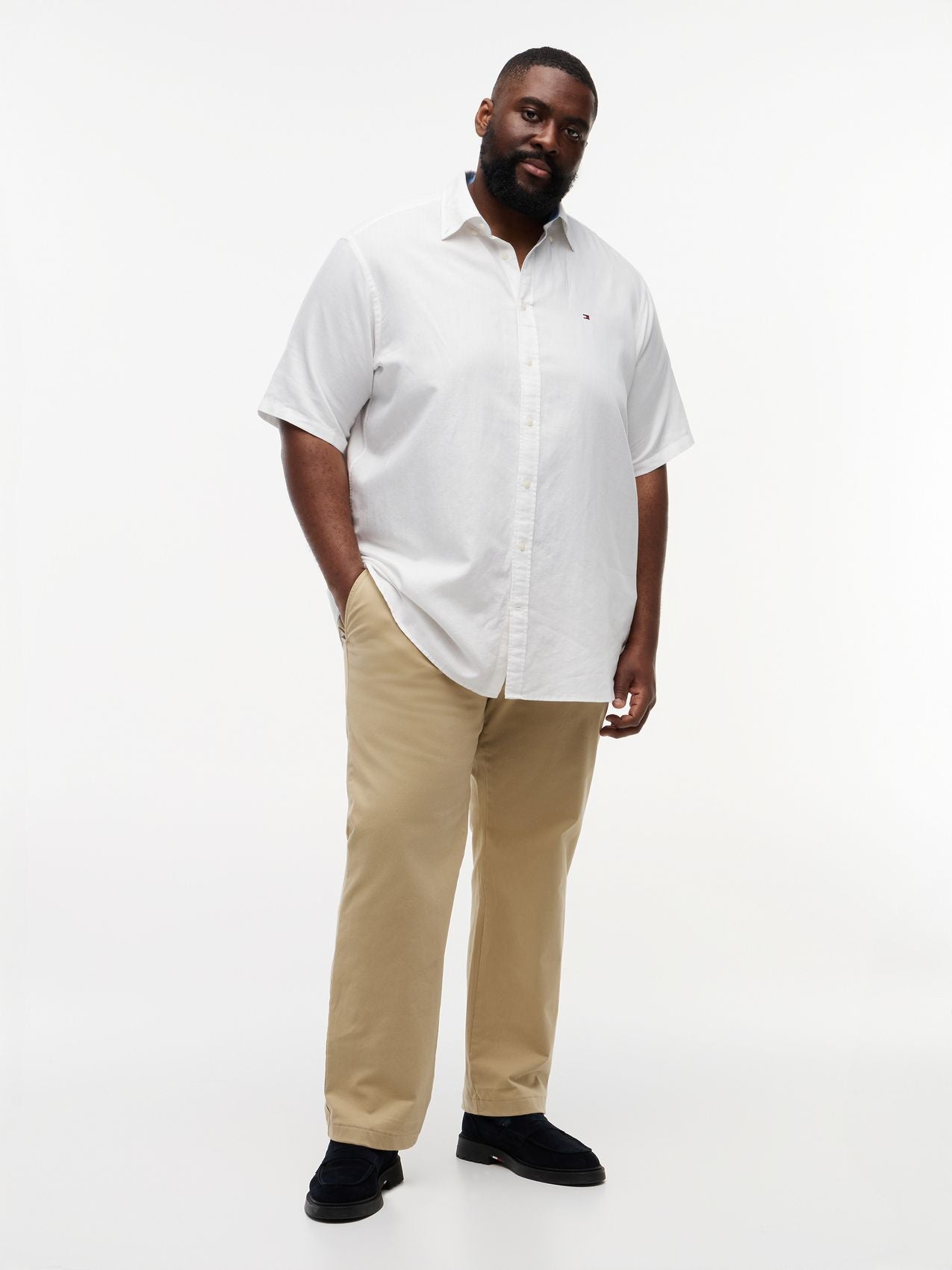 TOMMY HILFIGER BT- LINEN BLND SOLID SS RF S-B