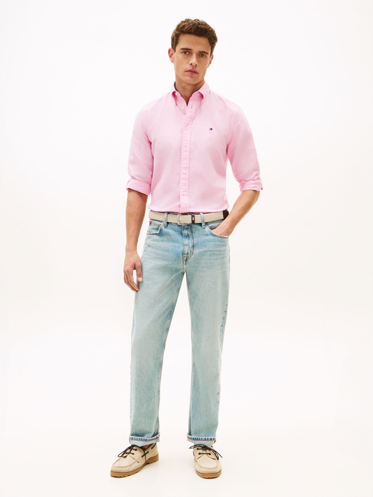 TOMMY HILFIGER Regular Fit Linen Blend Button-Down Shirt