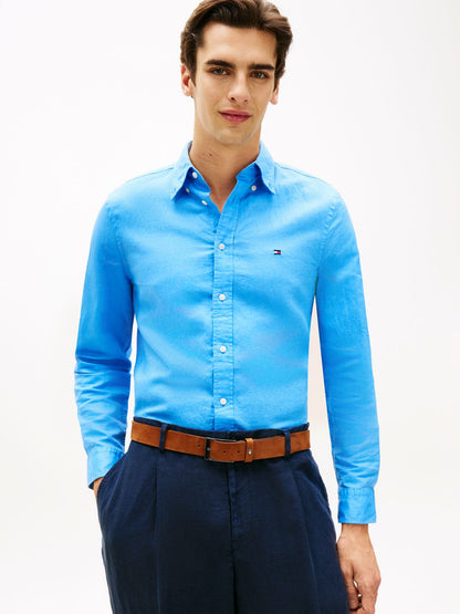 TOMMY HILFIGER Regular Fit Linen Blend Button-Down Shirt