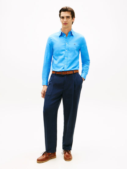 TOMMY HILFIGER Regular Fit Linen Blend Button-Down Shirt