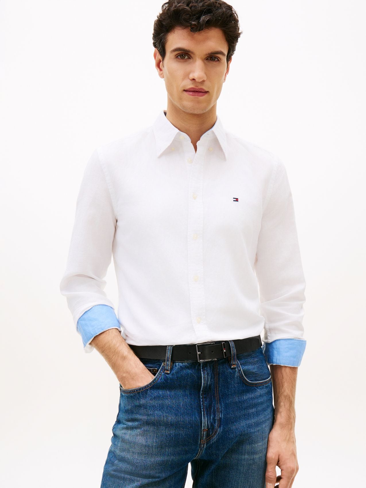TOMMY HILFIGER Regular Fit Linen Blend Button-Down Shirt