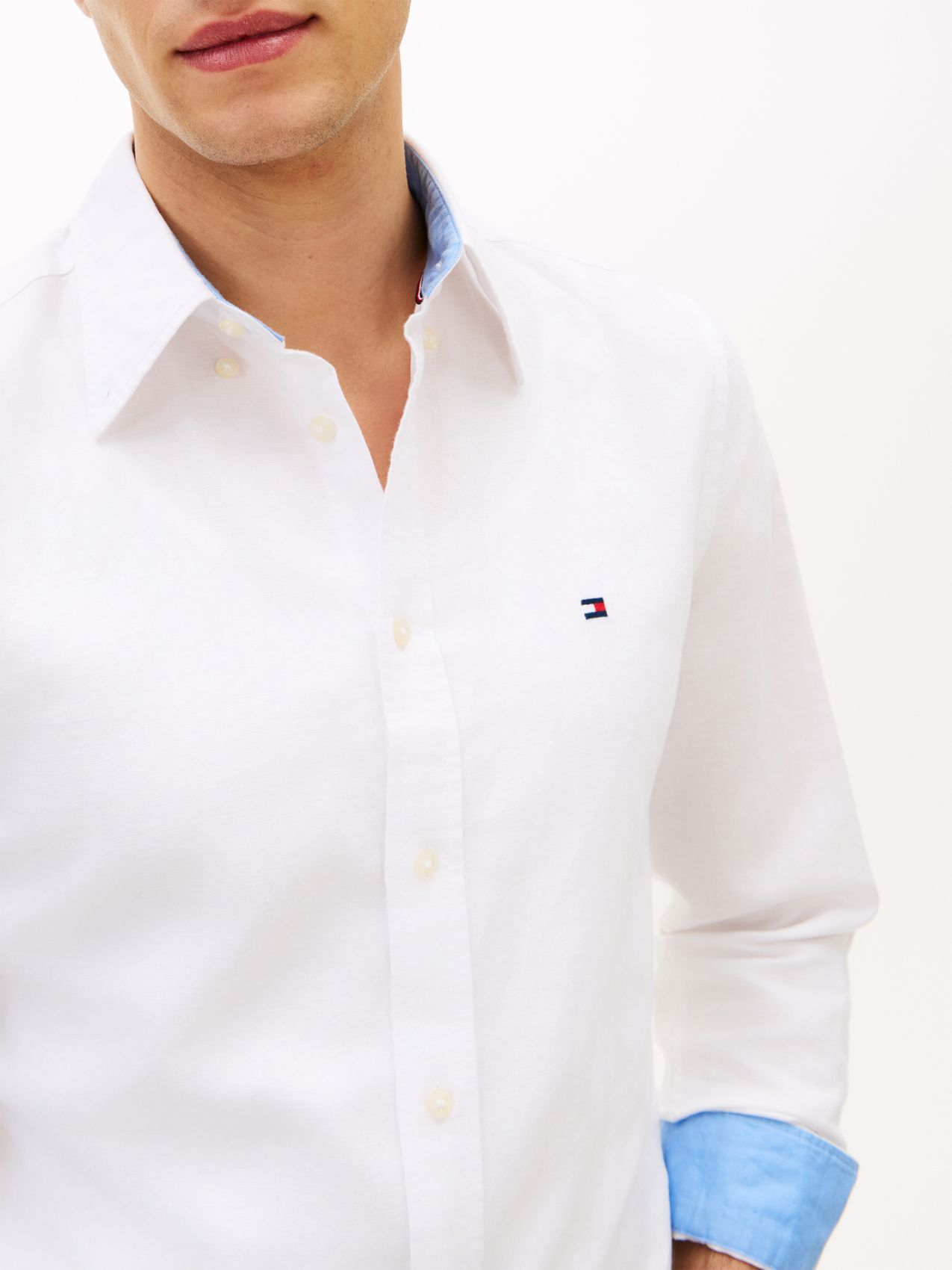 TOMMY HILFIGER Regular Fit Linen Blend Button-Down Shirt