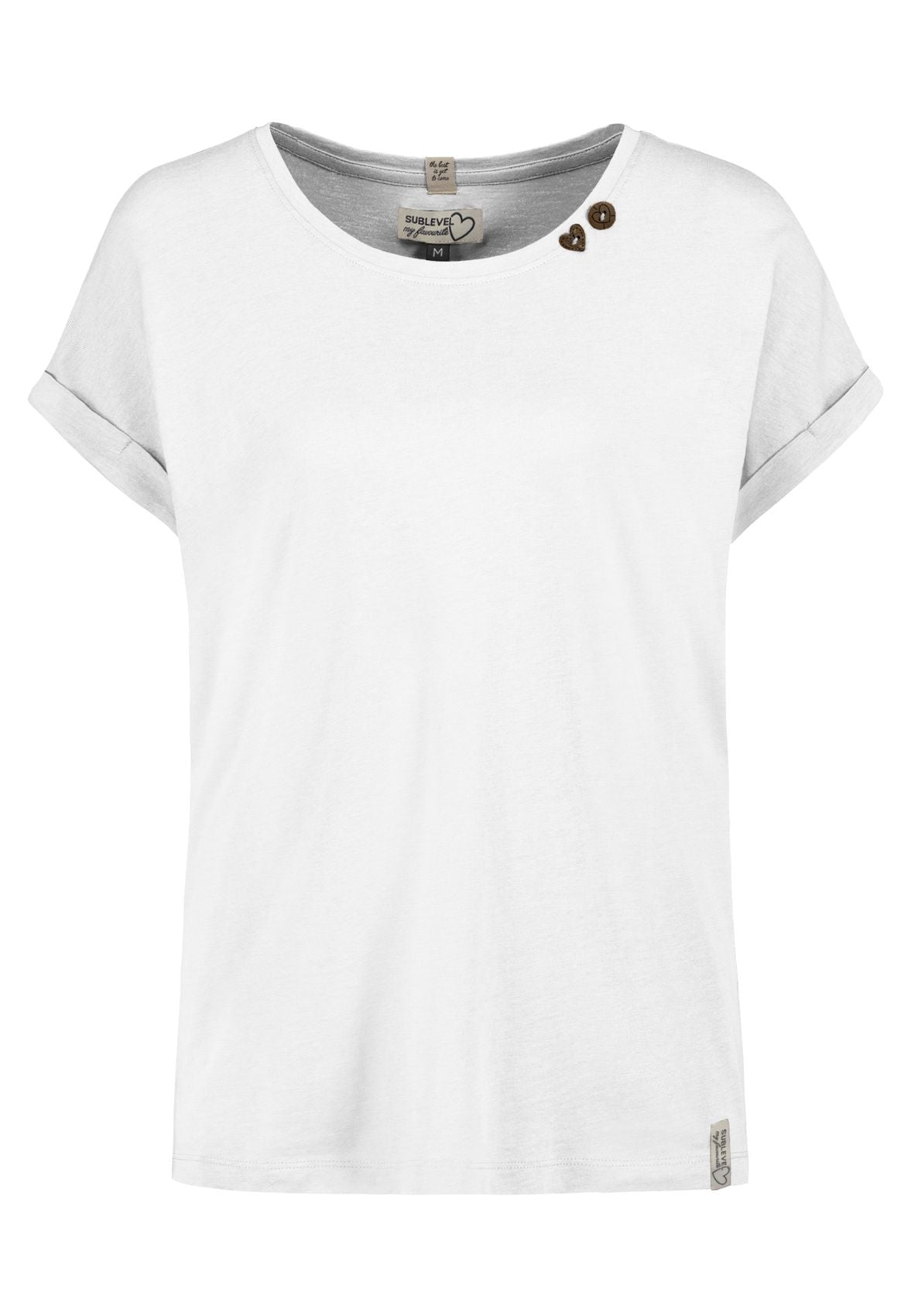 SUBLEVEL Damen, Shirt kurzarm, white L