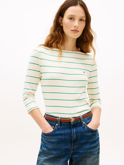 TOMMY HILFIGER Slim Three-Quarter Sleeve Boat Neck T-Shirt S