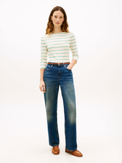 TOMMY HILFIGER Slim Three-Quarter Sleeve Boat Neck T-Shirt