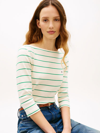 TOMMY HILFIGER Slim Three-Quarter Sleeve Boat Neck T-Shirt