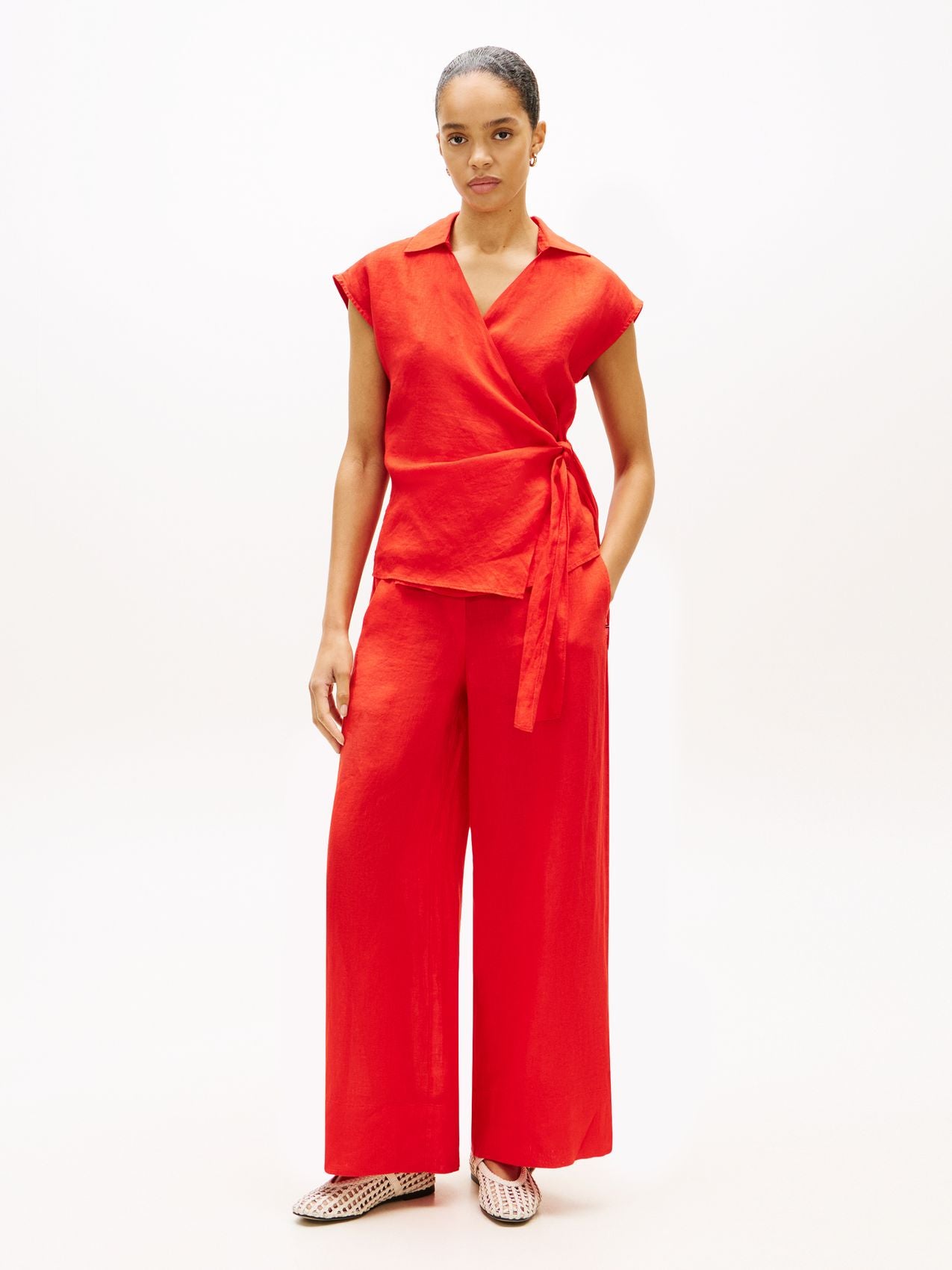TOMMY HILFIGER Leinenhose mit weitem Bein
