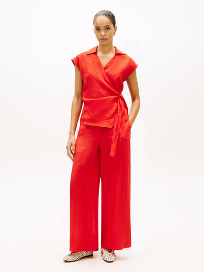 TOMMY HILFIGER Leinenhose mit weitem Bein