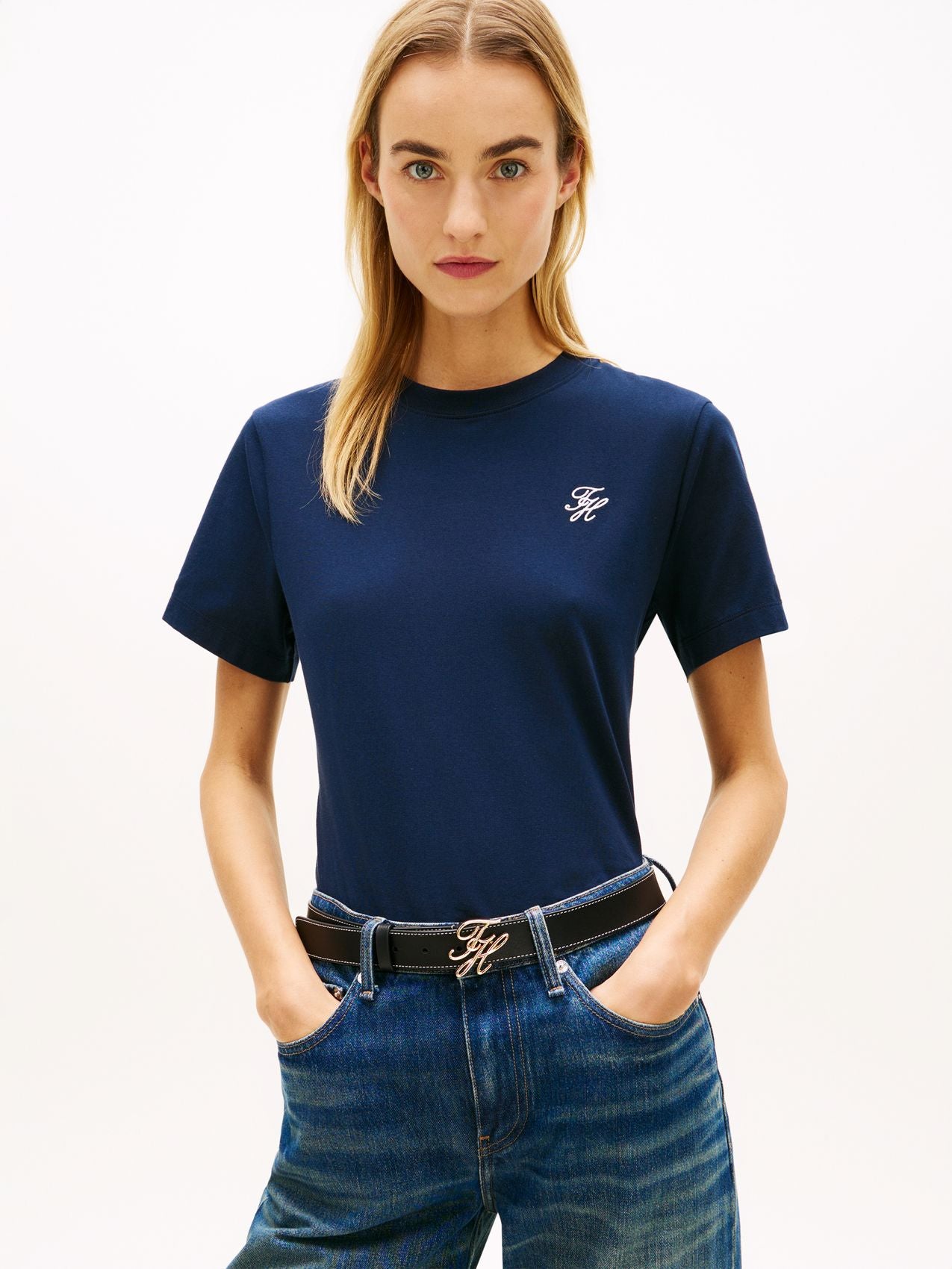 TOMMY HILFIGER T-Shirt mit TH-Stickerei