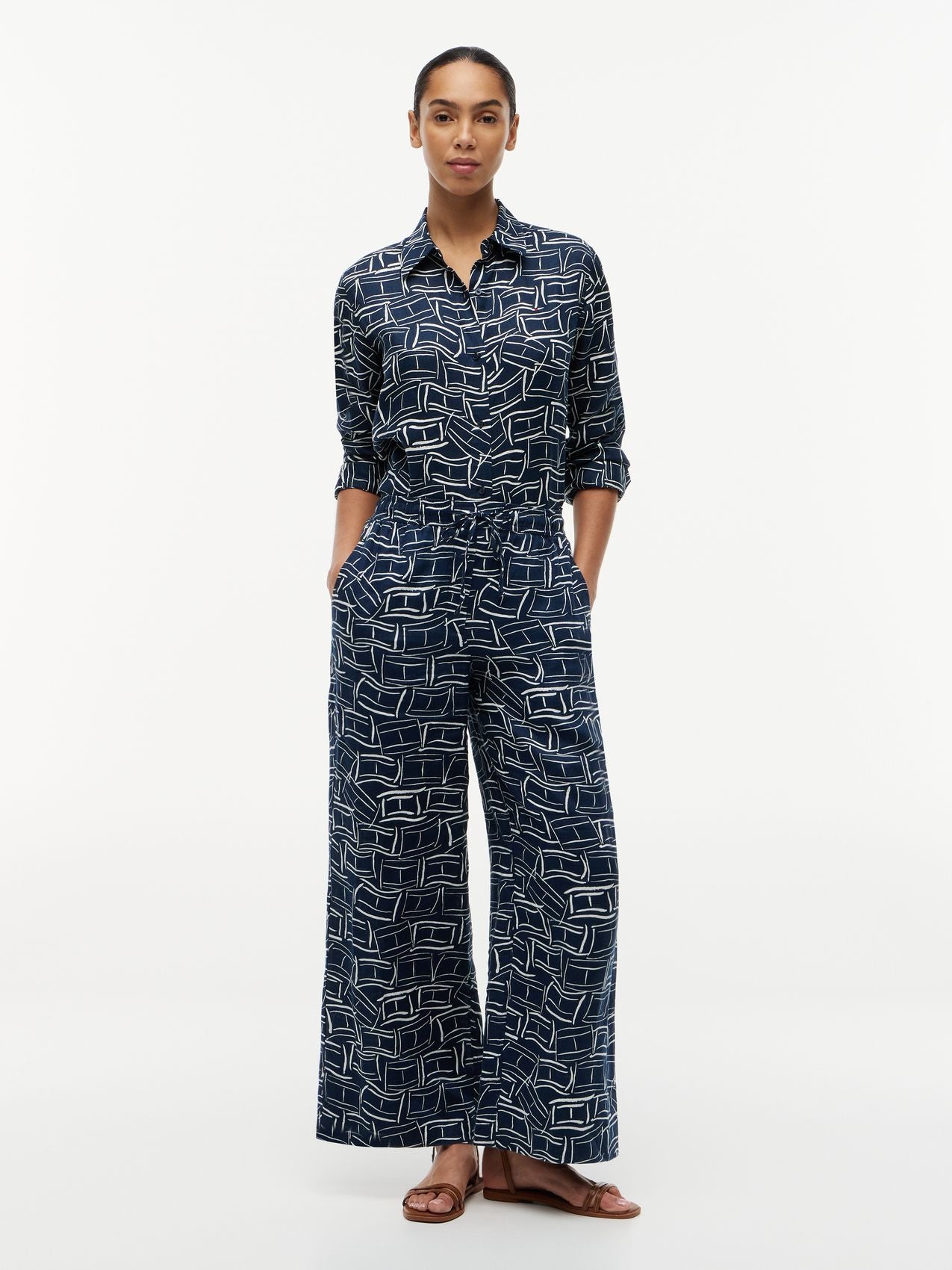 TOMMY HILFIGER Leinenhose mit weitem Bein
