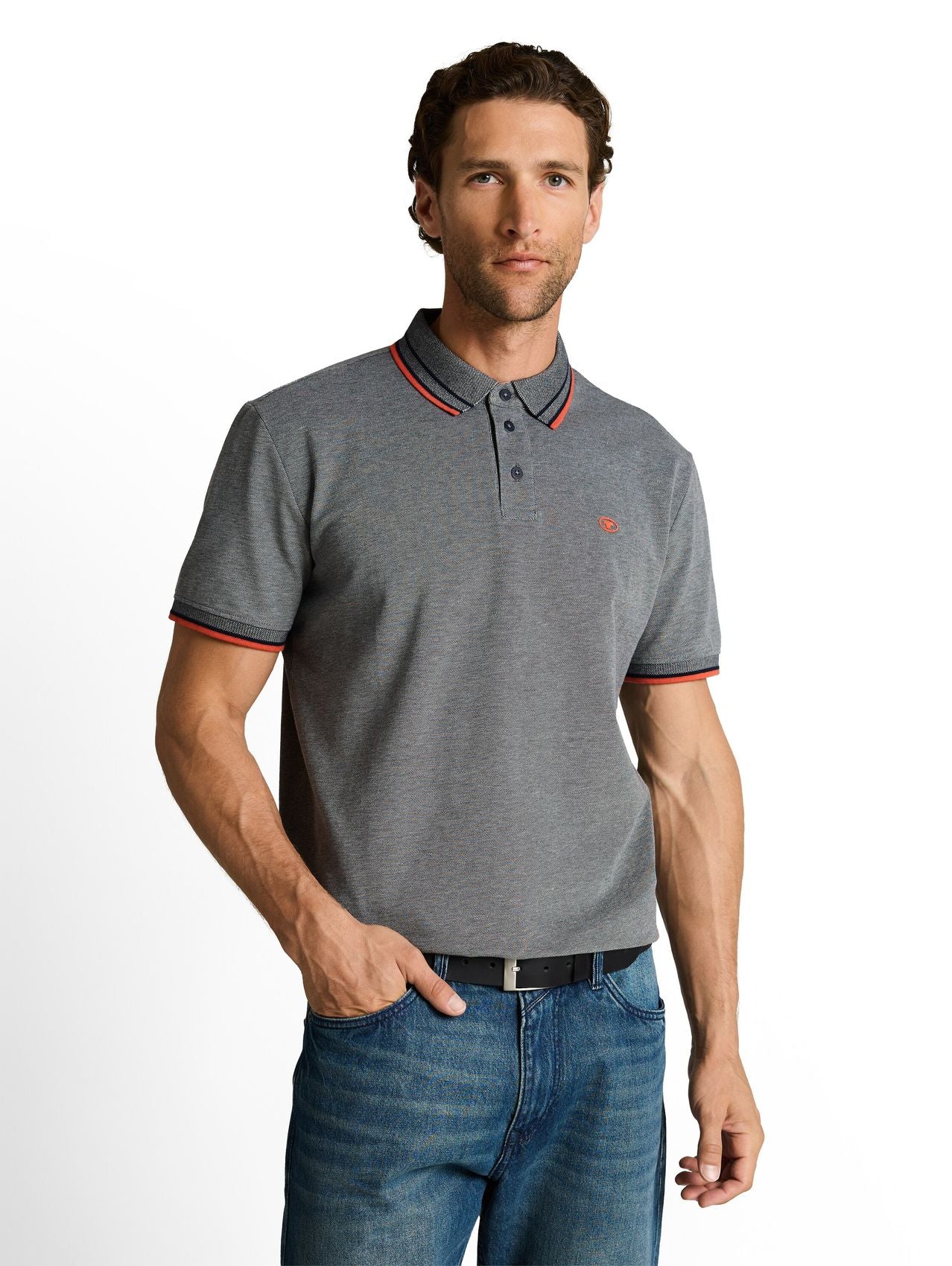 TOM TAILOR Piqué Poloshirt mit Logo-Print