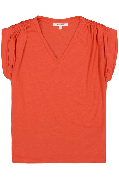 GARCIA T-Shirt mit gerafften Schultern