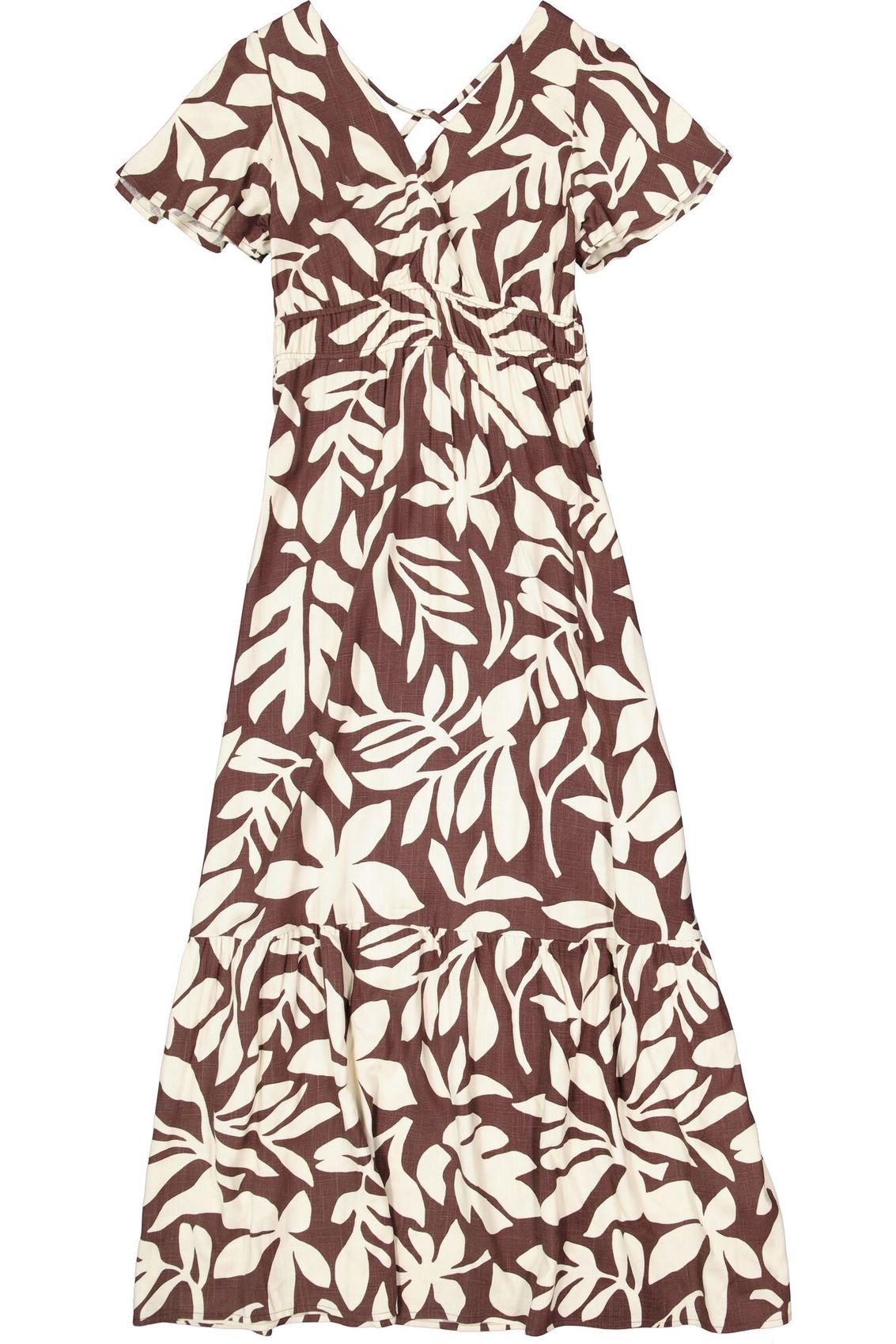 GARCIA Fließendes Maxikleid mit Blätter-Motiv S