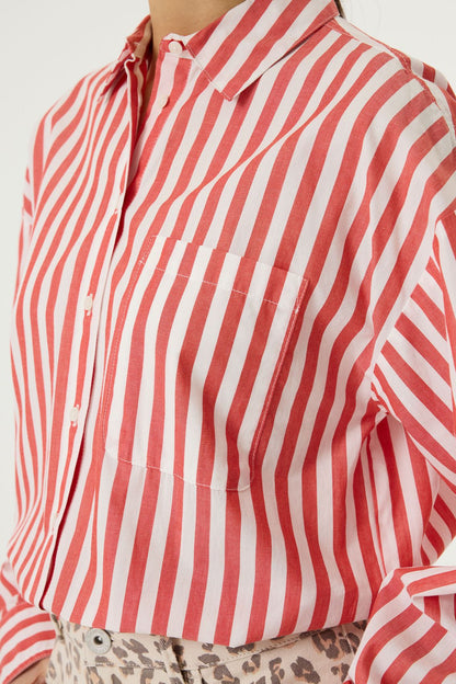 GARCIA Gestreifte Bluse mit Hemdkragen