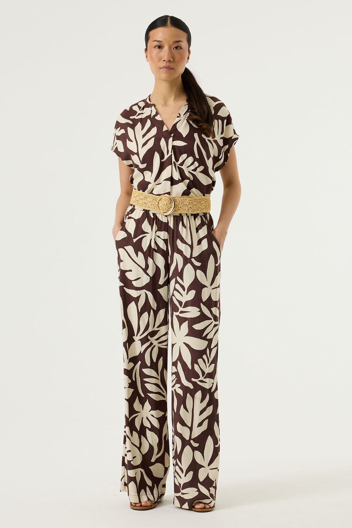 GARCIA Culotte Hose mit Blätterprint
