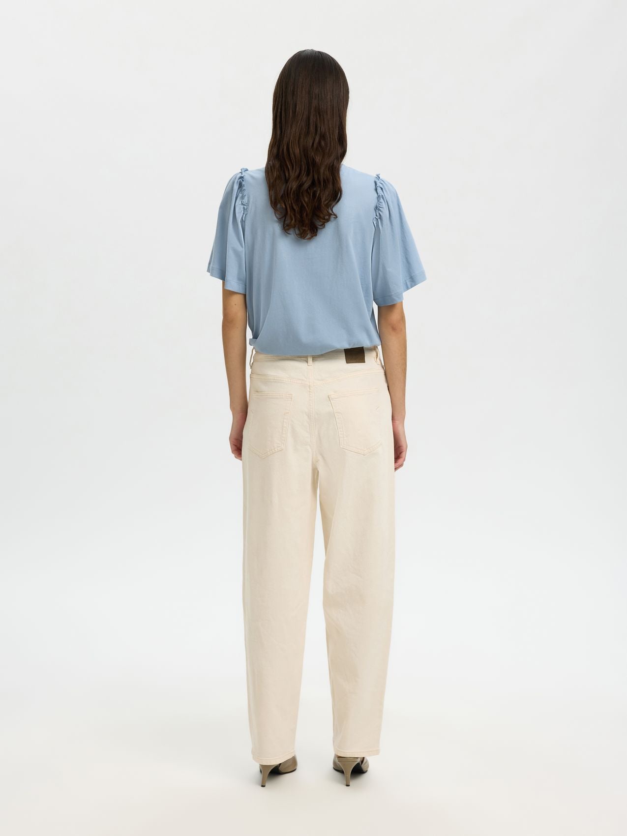 SELECTED SLWPENELOPE 2/4 RUFFLE TEE NOOS