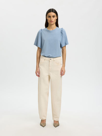 SELECTED SLWPENELOPE 2/4 RUFFLE TEE NOOS