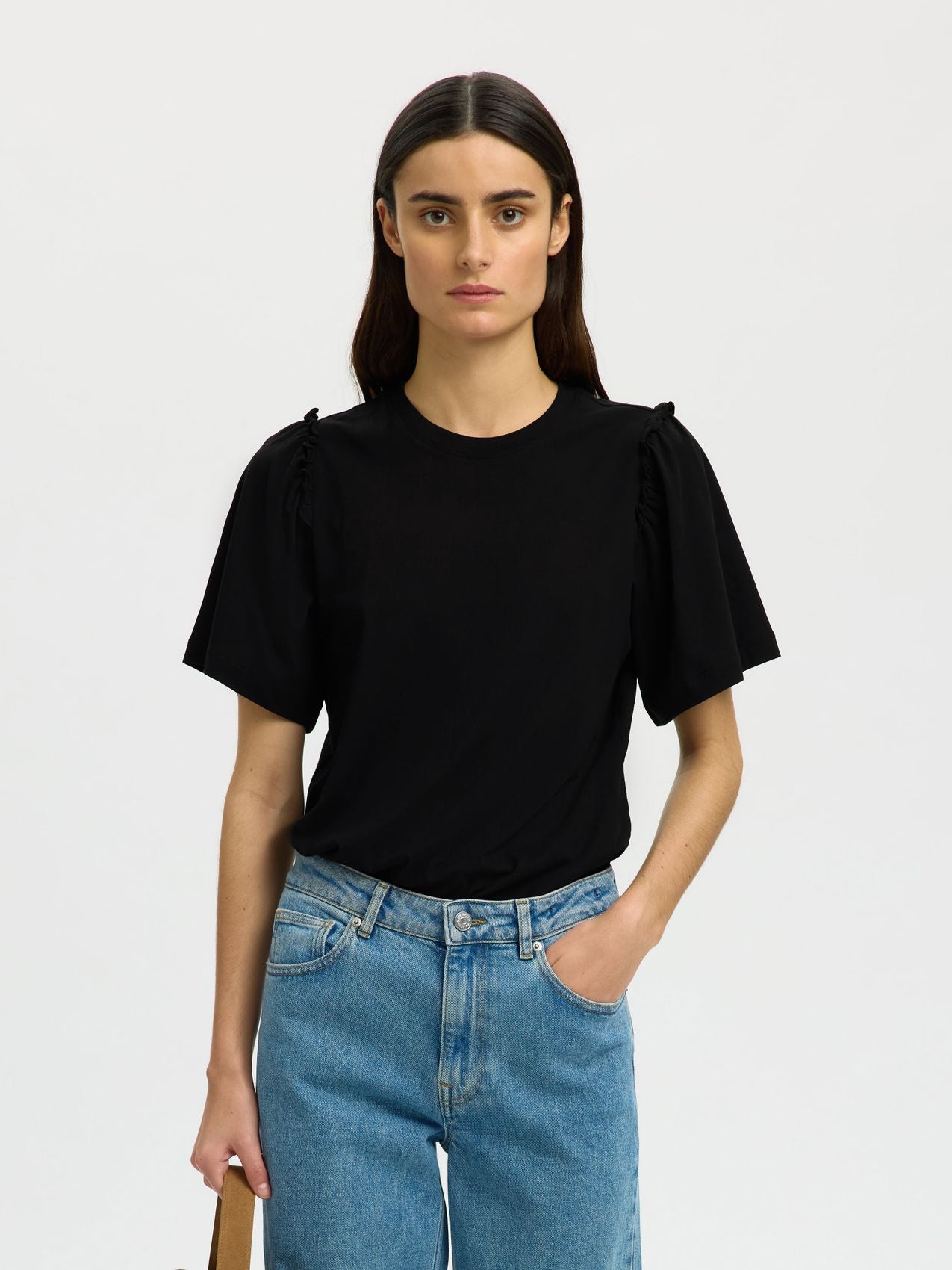 SELECTED SLWPENELOPE 2/4 RUFFLE TEE NOOS