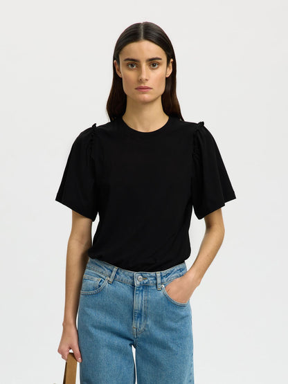 SELECTED SLWPENELOPE 2/4 RUFFLE TEE NOOS