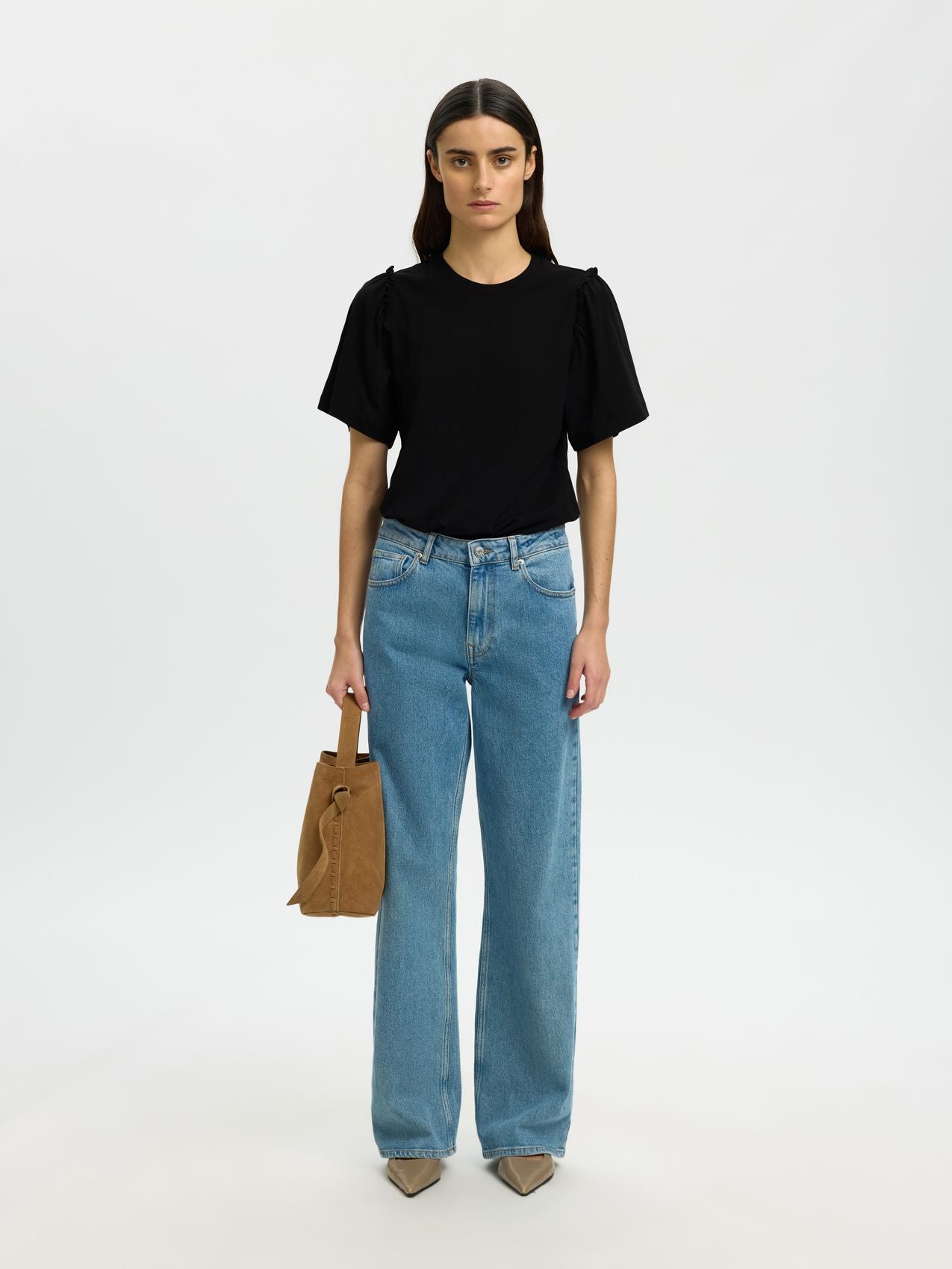 SELECTED SLWPENELOPE 2/4 RUFFLE TEE NOOS