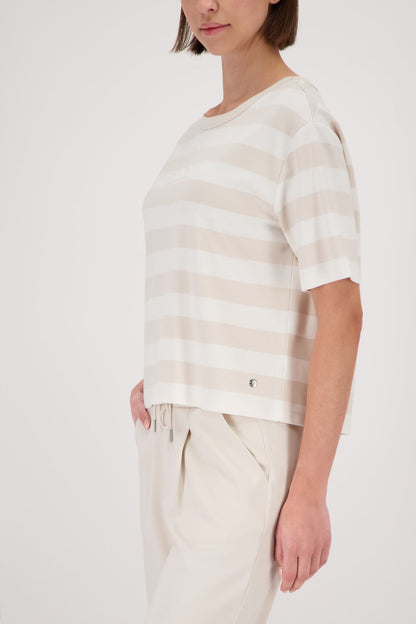 MONARI Pullover, champagne beige ringel