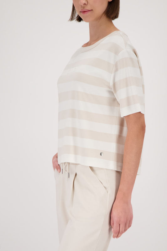 MONARI Pullover, champagne beige ringel
