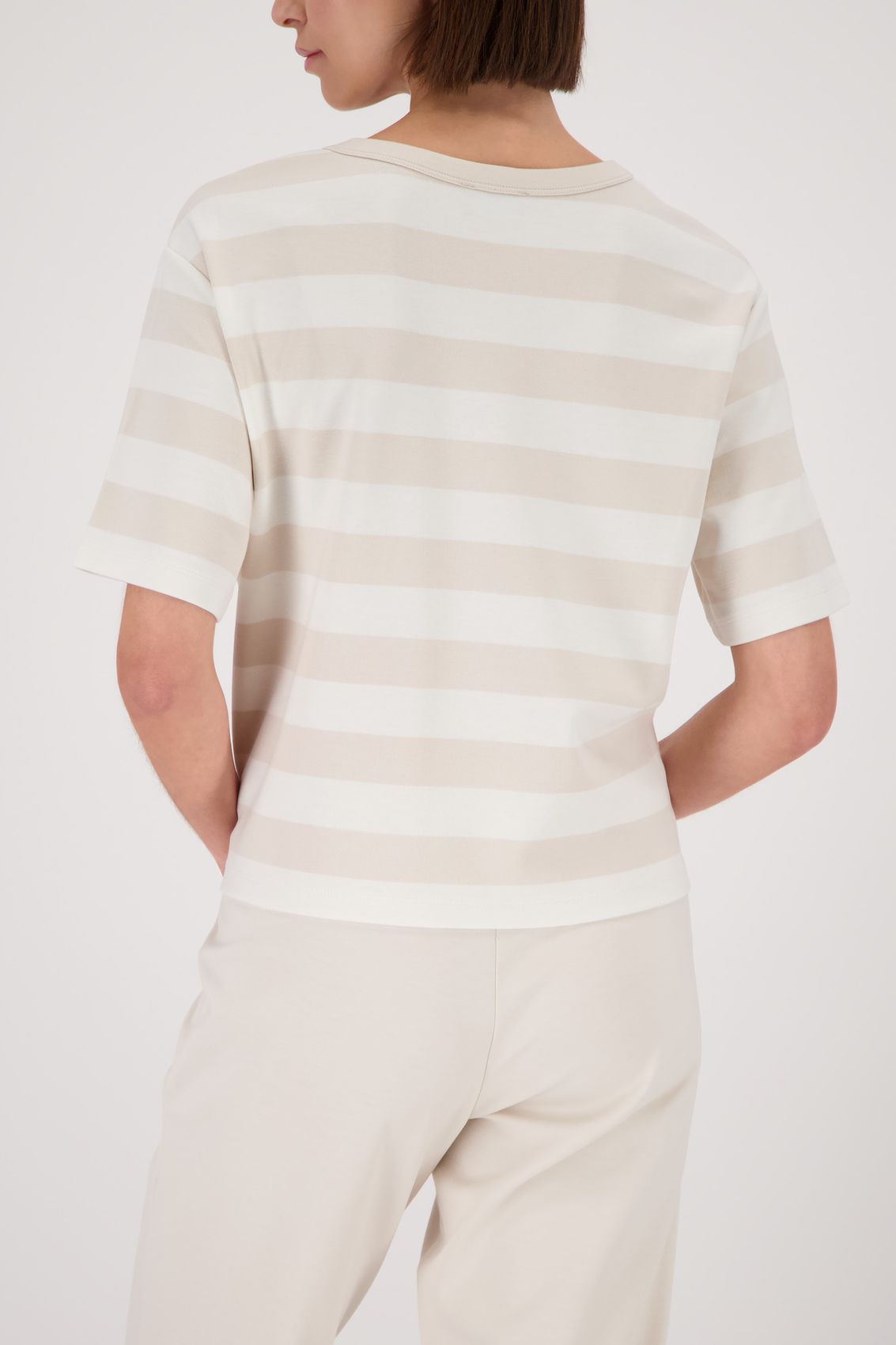 MONARI Pullover, champagne beige ringel