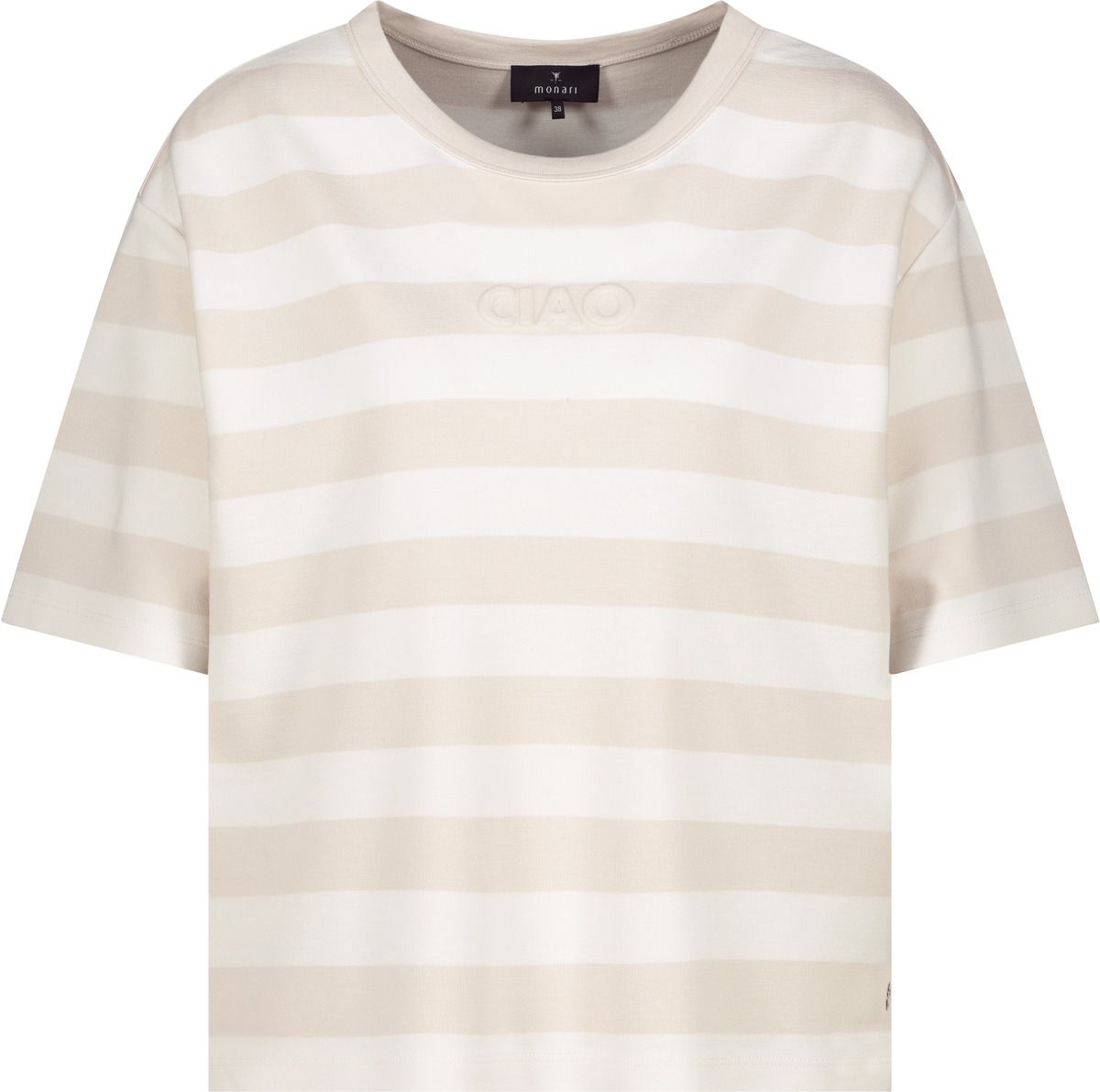 MONARI Pullover, champagne beige ringel