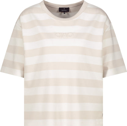 MONARI Pullover, champagne beige ringel