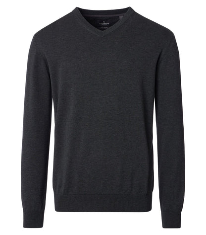 CASA MODA Pullover mit V-Ausschnitt uni 004430
