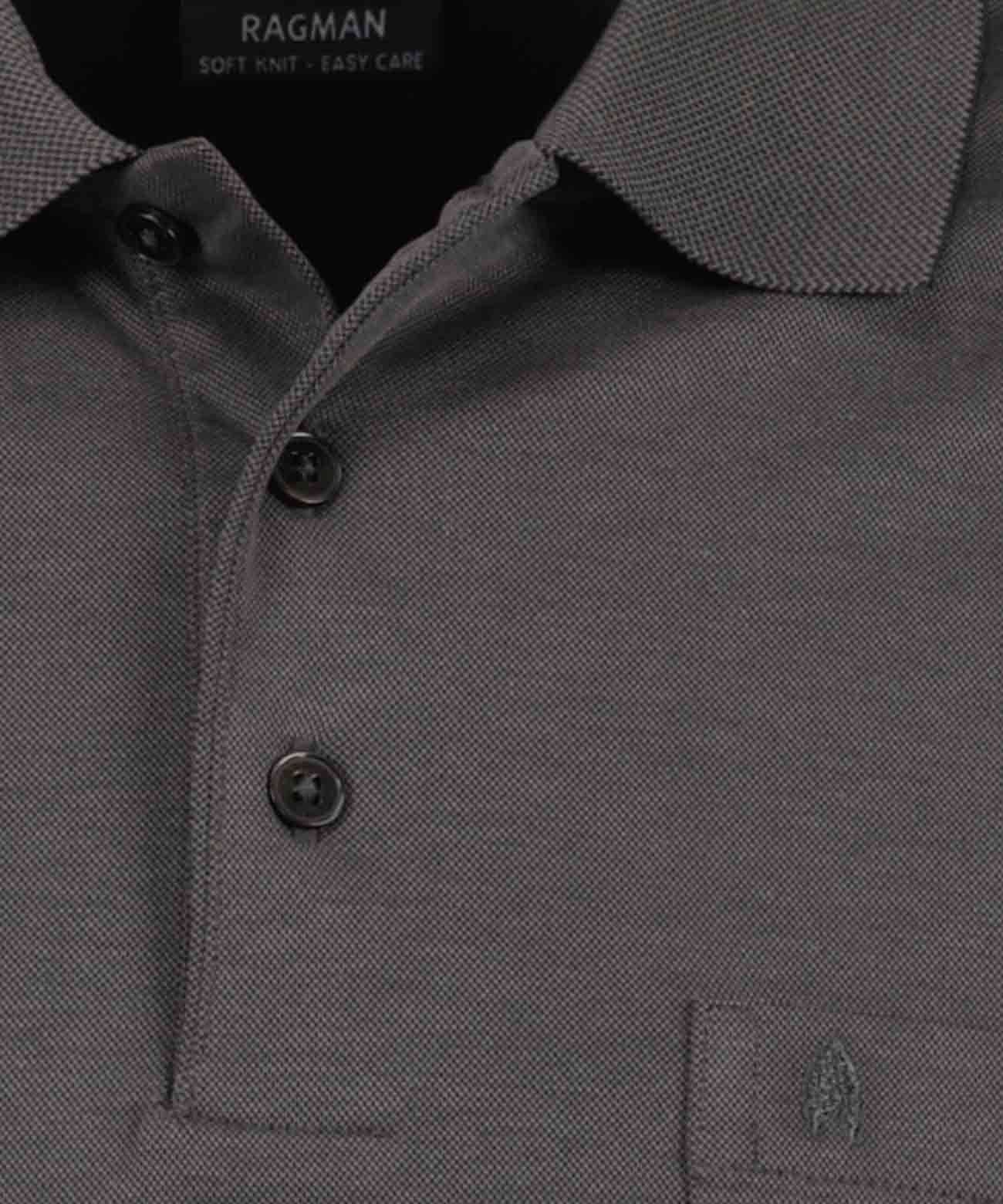 Softknit-Polo mit Brusttasche, Langarm