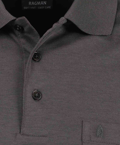 Softknit-Polo mit Brusttasche, Langarm