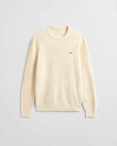 GANT Rundhalspullover mit Mini-Zopfmuster M