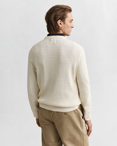GANT Rundhalspullover mit Mini-Zopfmuster